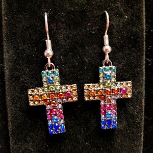 Rainbow Cross Earrings